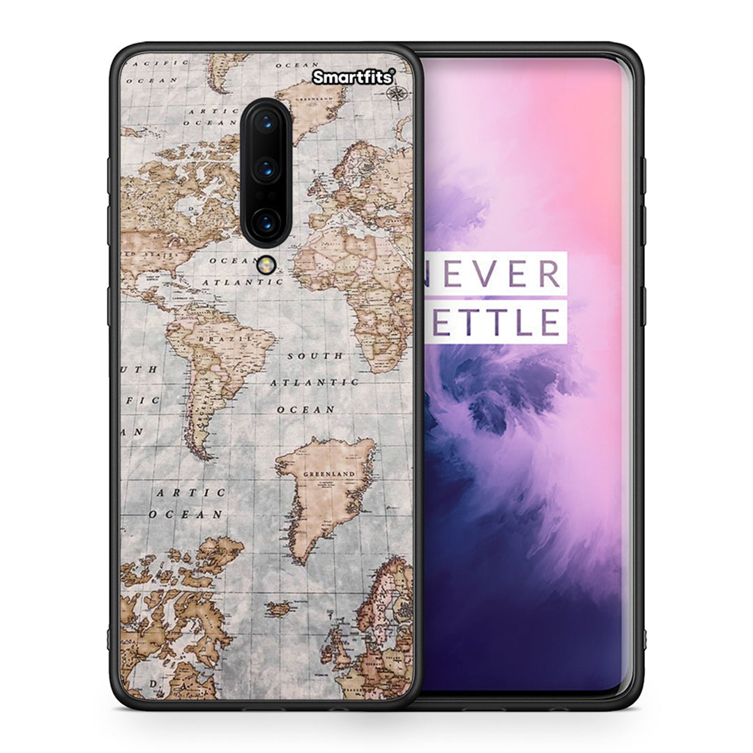 Θήκη OnePlus 7 Pro World Map από τη Smartfits με σχέδιο στο πίσω μέρος και μαύρο περίβλημα | OnePlus 7 Pro World Map case with colorful back and black bezels