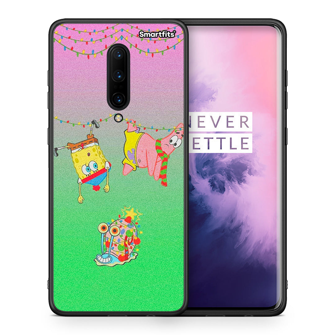 Θήκη OnePlus 7 Pro Xmas Lights από τη Smartfits με σχέδιο στο πίσω μέρος και μαύρο περίβλημα | OnePlus 7 Pro Xmas Lights case with colorful back and black bezels