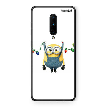 OnePlus 7 Pro Xmas Minion Lights θήκη από τη Smartfits με σχέδιο στο πίσω μέρος και μαύρο περίβλημα | Smartphone case with colorful back and black bezels by Smartfits