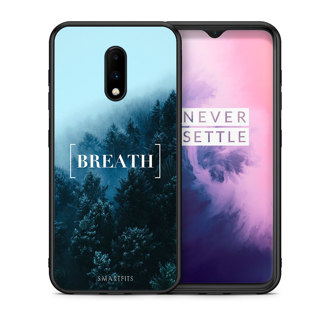 Θήκη OnePlus 7 Breath Quote από τη Smartfits με σχέδιο στο πίσω μέρος και μαύρο περίβλημα | OnePlus 7 Breath Quote case with colorful back and black bezels