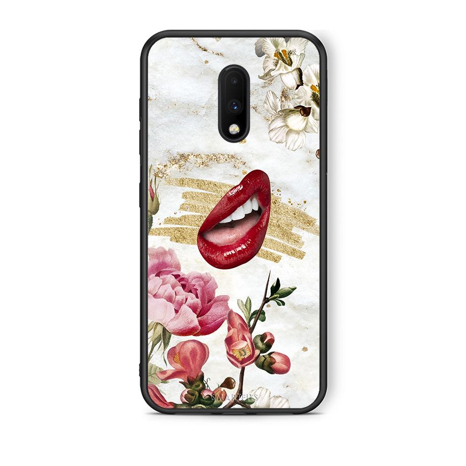 OnePlus 7 Red Lips θήκη από τη Smartfits με σχέδιο στο πίσω μέρος και μαύρο περίβλημα | Smartphone case with colorful back and black bezels by Smartfits