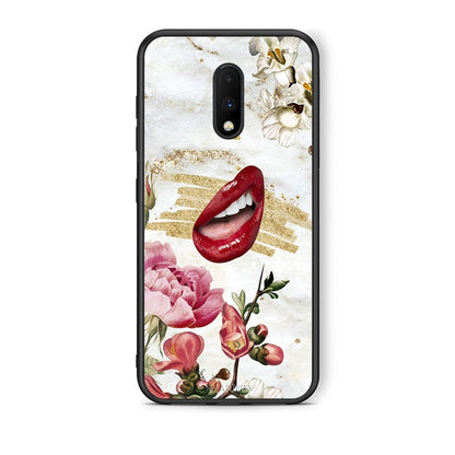 OnePlus 7 Red Lips θήκη από τη Smartfits με σχέδιο στο πίσω μέρος και μαύρο περίβλημα | Smartphone case with colorful back and black bezels by Smartfits