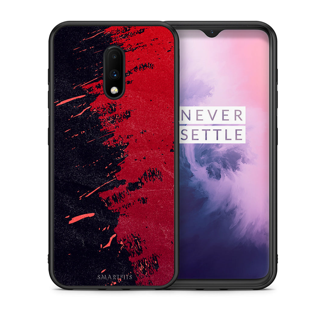 Θήκη Αγίου Βαλεντίνου OnePlus 7 Red Paint από τη Smartfits με σχέδιο στο πίσω μέρος και μαύρο περίβλημα | OnePlus 7 Red Paint case with colorful back and black bezels