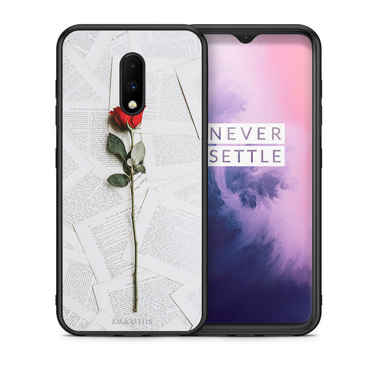 Θήκη OnePlus 7 Red Rose από τη Smartfits με σχέδιο στο πίσω μέρος και μαύρο περίβλημα | OnePlus 7 Red Rose case with colorful back and black bezels