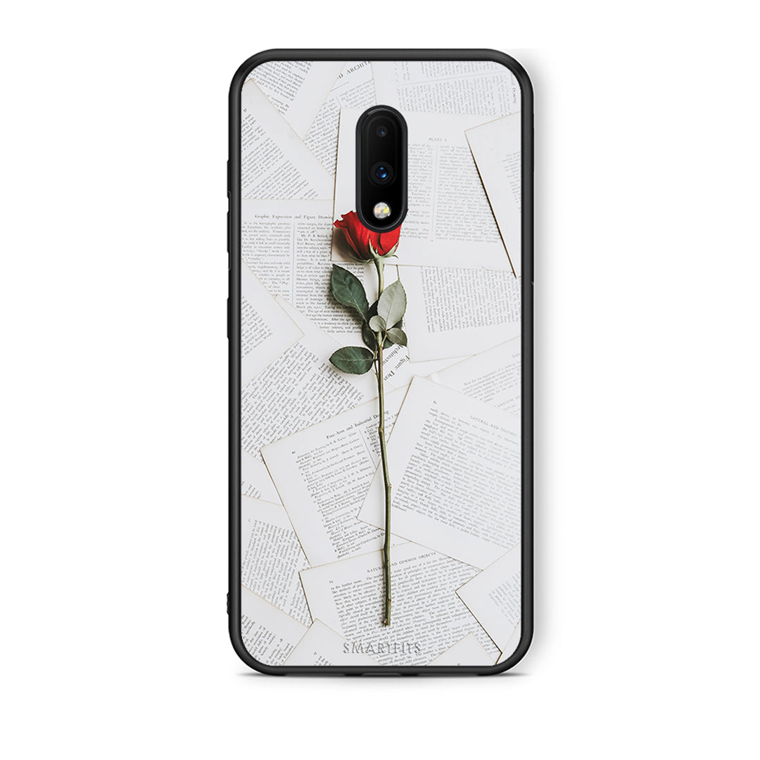 OnePlus 7 Red Rose θήκη από τη Smartfits με σχέδιο στο πίσω μέρος και μαύρο περίβλημα | Smartphone case with colorful back and black bezels by Smartfits