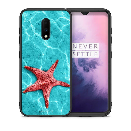 Θήκη OnePlus 7 Red Starfish από τη Smartfits με σχέδιο στο πίσω μέρος και μαύρο περίβλημα | OnePlus 7 Red Starfish case with colorful back and black bezels