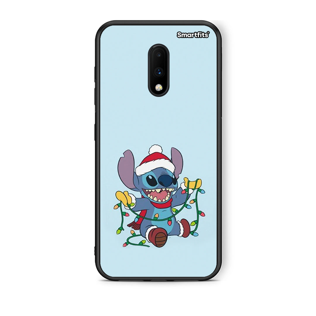 OnePlus 7 Santa Stich θήκη από τη Smartfits με σχέδιο στο πίσω μέρος και μαύρο περίβλημα | Smartphone case with colorful back and black bezels by Smartfits