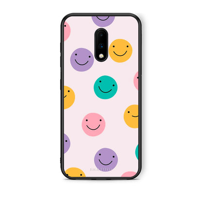 OnePlus 7 Smiley Faces θήκη από τη Smartfits με σχέδιο στο πίσω μέρος και μαύρο περίβλημα | Smartphone case with colorful back and black bezels by Smartfits