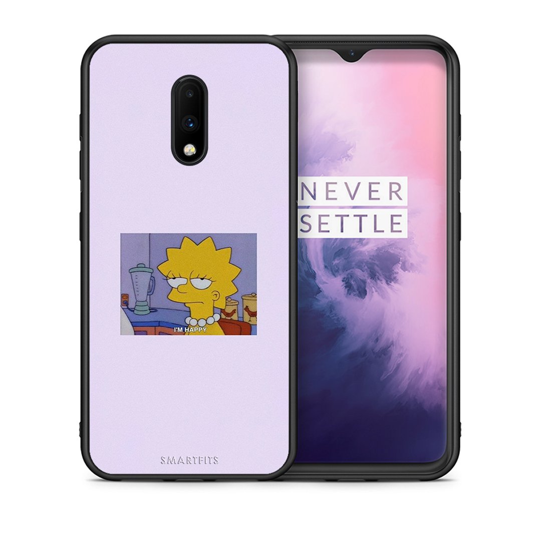 Θήκη OnePlus 7 So Happy από τη Smartfits με σχέδιο στο πίσω μέρος και μαύρο περίβλημα | OnePlus 7 So Happy case with colorful back and black bezels