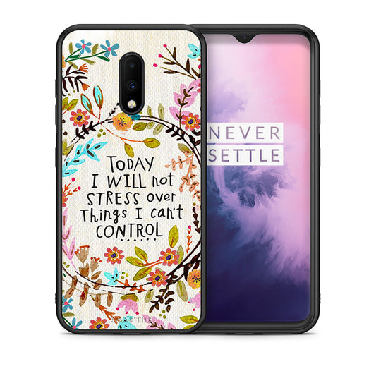 Θήκη OnePlus 7 Stress Over από τη Smartfits με σχέδιο στο πίσω μέρος και μαύρο περίβλημα | OnePlus 7 Stress Over case with colorful back and black bezels