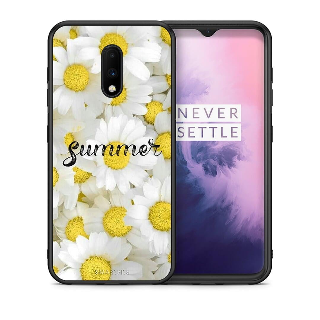 Θήκη OnePlus 7 Summer Daisies από τη Smartfits με σχέδιο στο πίσω μέρος και μαύρο περίβλημα | OnePlus 7 Summer Daisies case with colorful back and black bezels