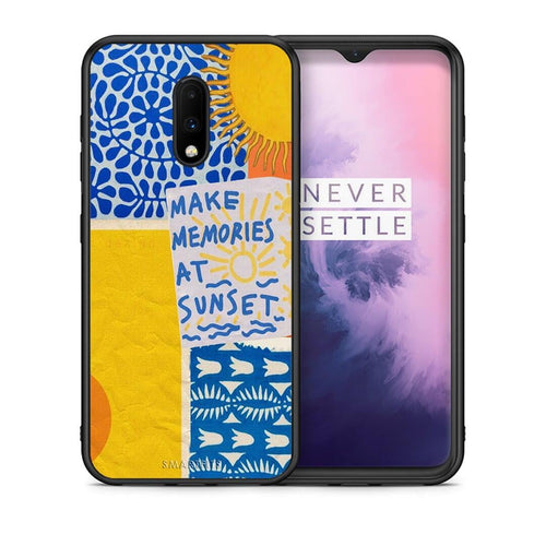 Θήκη OnePlus 7 Sunset Memories από τη Smartfits με σχέδιο στο πίσω μέρος και μαύρο περίβλημα | OnePlus 7 Sunset Memories case with colorful back and black bezels