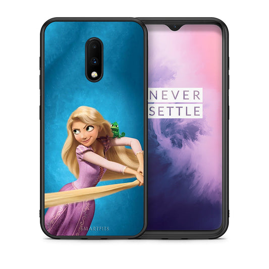 Θήκη Αγίου Βαλεντίνου OnePlus 7 Tangled 2 από τη Smartfits με σχέδιο στο πίσω μέρος και μαύρο περίβλημα | OnePlus 7 Tangled 2 case with colorful back and black bezels