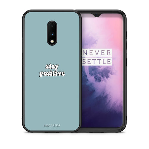 Θήκη OnePlus 7 Positive Text από τη Smartfits με σχέδιο στο πίσω μέρος και μαύρο περίβλημα | OnePlus 7 Positive Text case with colorful back and black bezels
