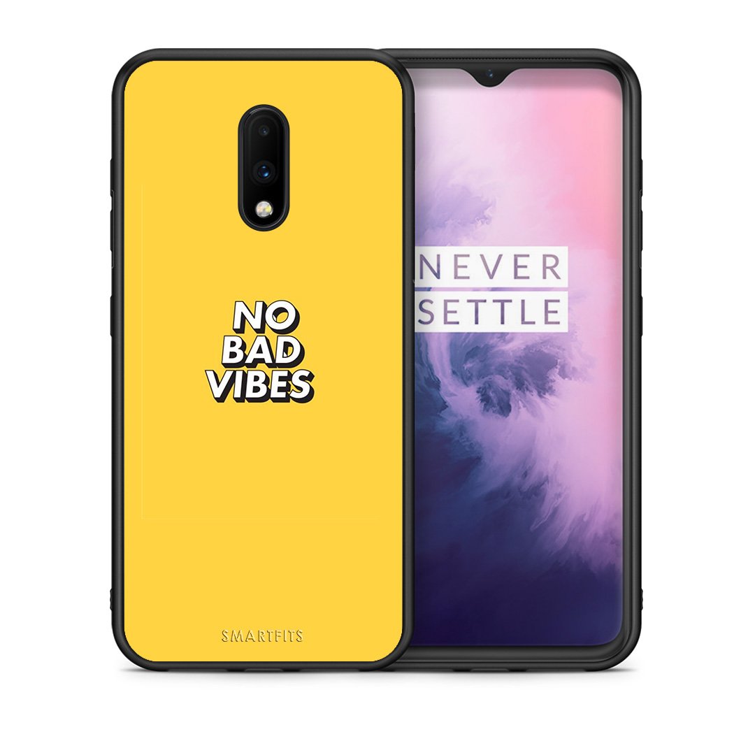 Θήκη OnePlus 7 Vibes Text από τη Smartfits με σχέδιο στο πίσω μέρος και μαύρο περίβλημα | OnePlus 7 Vibes Text case with colorful back and black bezels