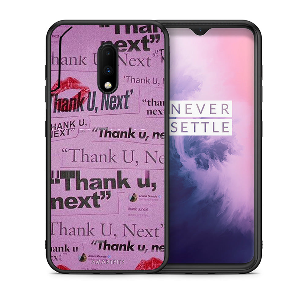 Θήκη Αγίου Βαλεντίνου OnePlus 7 Thank You Next από τη Smartfits με σχέδιο στο πίσω μέρος και μαύρο περίβλημα | OnePlus 7 Thank You Next case with colorful back and black bezels