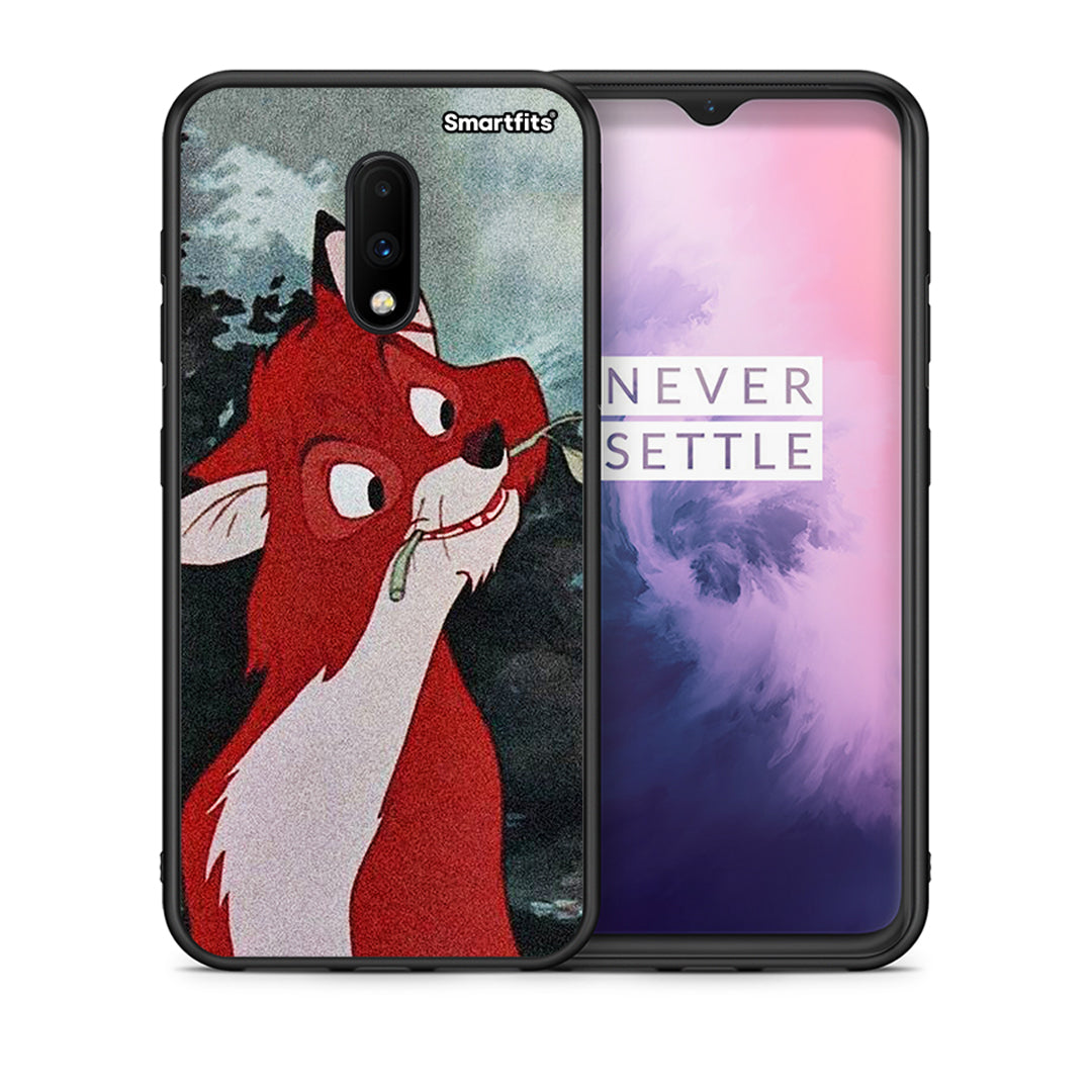 Θήκη OnePlus 7 Tod And Vixey Love 1 από τη Smartfits με σχέδιο στο πίσω μέρος και μαύρο περίβλημα | OnePlus 7 Tod And Vixey Love 1 case with colorful back and black bezels