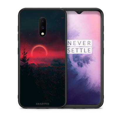 Θήκη OnePlus 7 Sunset Tropic από τη Smartfits με σχέδιο στο πίσω μέρος και μαύρο περίβλημα | OnePlus 7 Sunset Tropic case with colorful back and black bezels