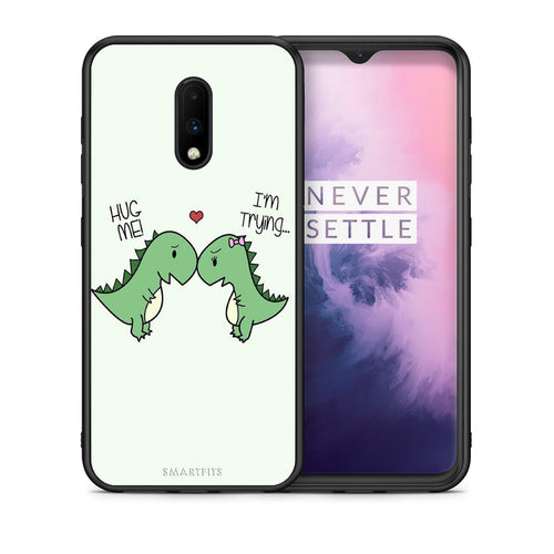 Θήκη OnePlus 7 Rex Valentine από τη Smartfits με σχέδιο στο πίσω μέρος και μαύρο περίβλημα | OnePlus 7 Rex Valentine case with colorful back and black bezels