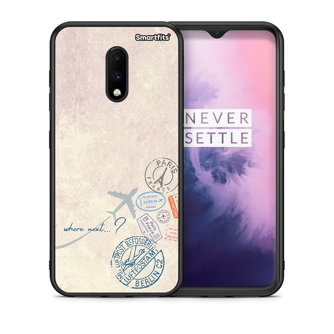 Θήκη OnePlus 7 Where Next από τη Smartfits με σχέδιο στο πίσω μέρος και μαύρο περίβλημα | OnePlus 7 Where Next case with colorful back and black bezels