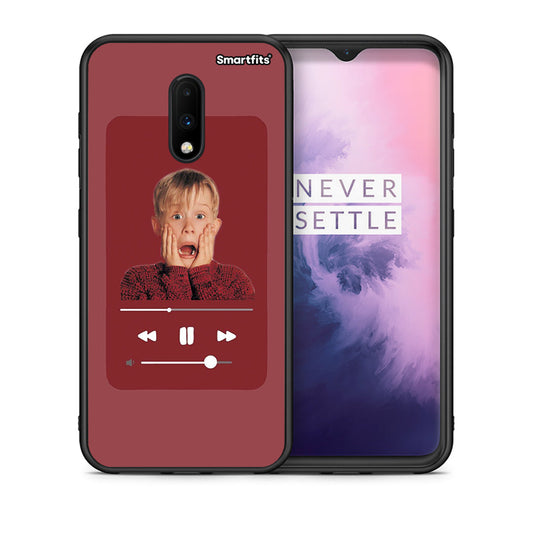 Θήκη OnePlus 7 Xmas Alone Music από τη Smartfits με σχέδιο στο πίσω μέρος και μαύρο περίβλημα | OnePlus 7 Xmas Alone Music case with colorful back and black bezels