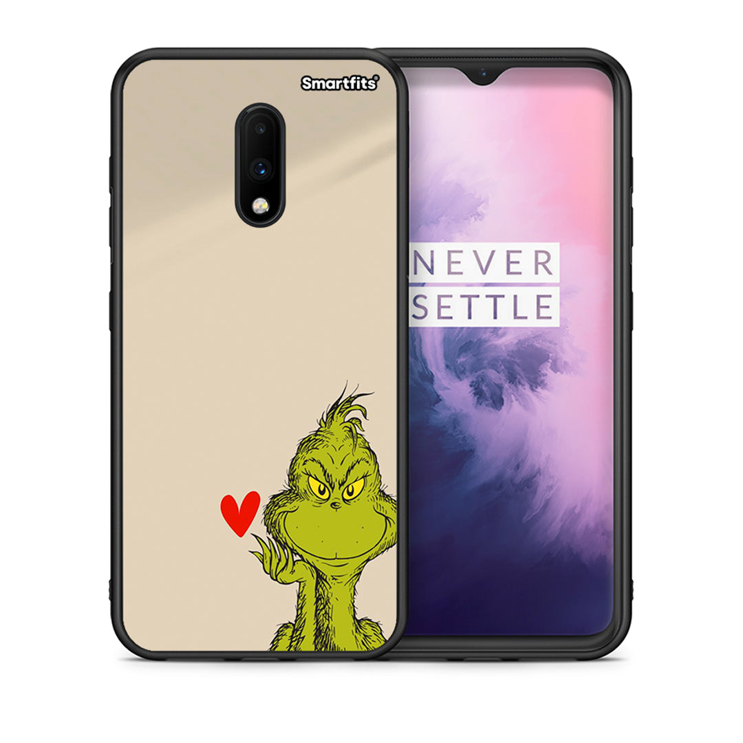 Θήκη OnePlus 7 Xmas Grinch από τη Smartfits με σχέδιο στο πίσω μέρος και μαύρο περίβλημα | OnePlus 7 Xmas Grinch case with colorful back and black bezels