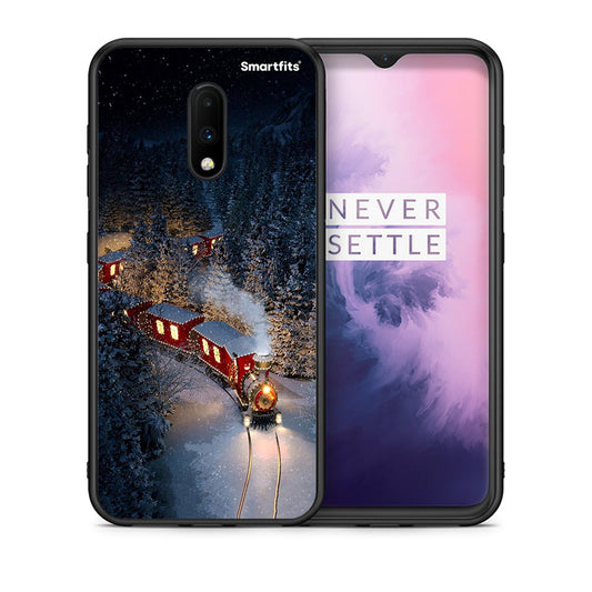 Θήκη OnePlus 7 Xmas Train από τη Smartfits με σχέδιο στο πίσω μέρος και μαύρο περίβλημα | OnePlus 7 Xmas Train case with colorful back and black bezels