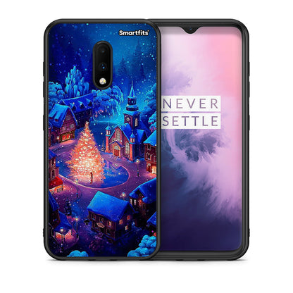 Θήκη OnePlus 7 Xmas Village από τη Smartfits με σχέδιο στο πίσω μέρος και μαύρο περίβλημα | OnePlus 7 Xmas Village case with colorful back and black bezels