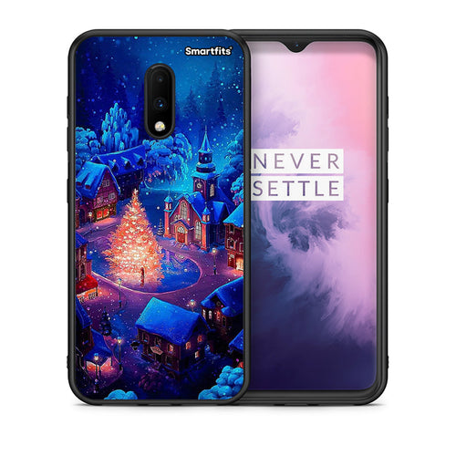 Θήκη OnePlus 7 Xmas Village από τη Smartfits με σχέδιο στο πίσω μέρος και μαύρο περίβλημα | OnePlus 7 Xmas Village case with colorful back and black bezels