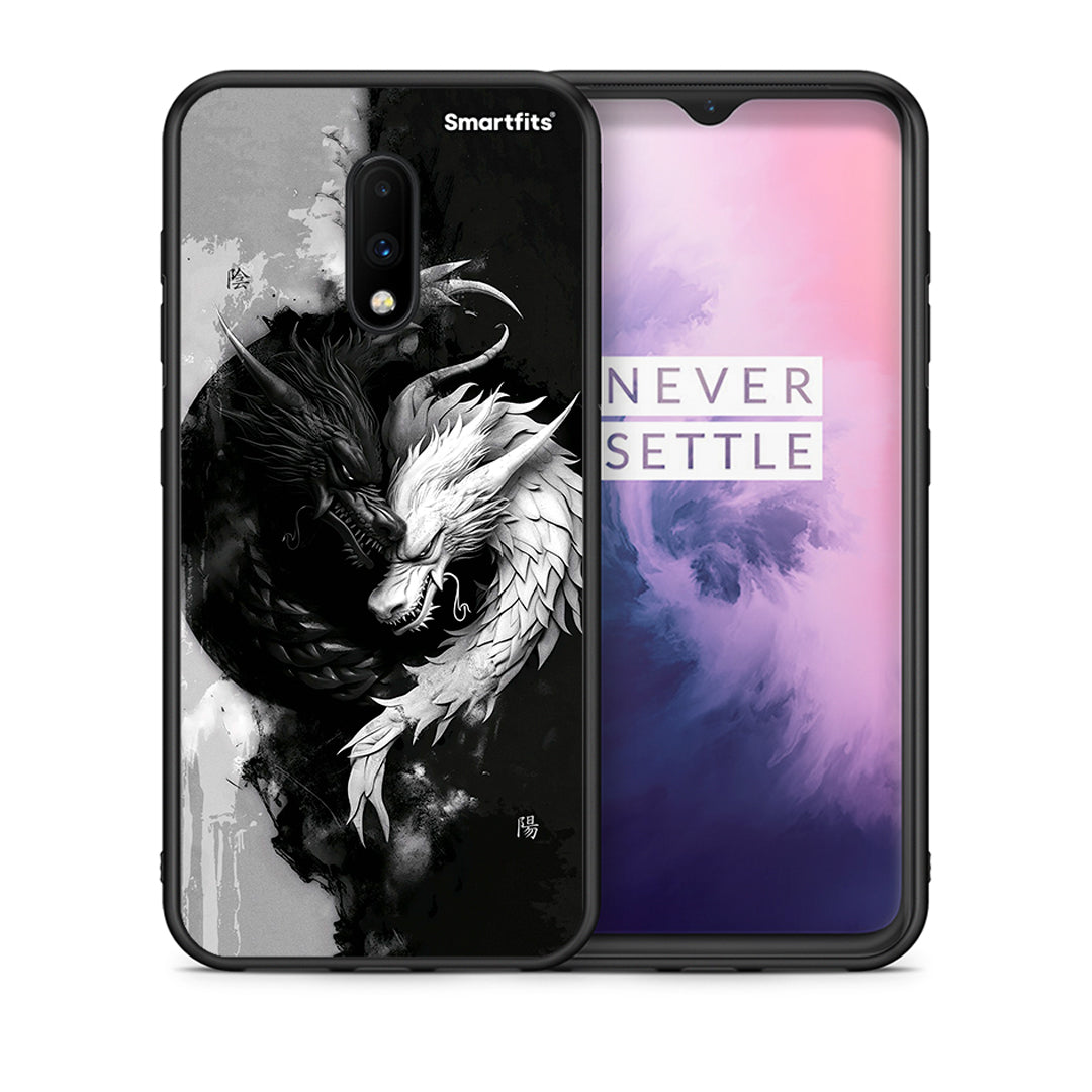 Θήκη OnePlus 7 Yin Yang από τη Smartfits με σχέδιο στο πίσω μέρος και μαύρο περίβλημα | OnePlus 7 Yin Yang case with colorful back and black bezels