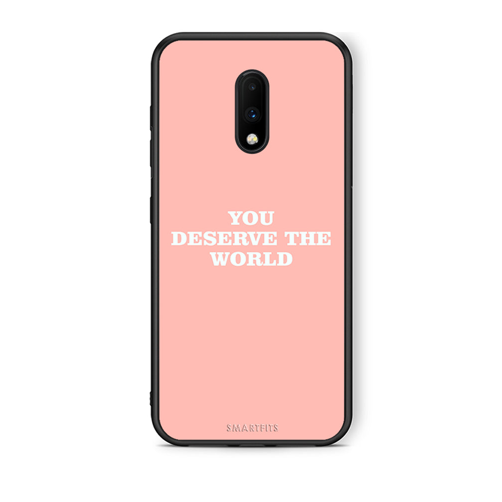 OnePlus 7 You Deserve The World Θήκη Αγίου Βαλεντίνου από τη Smartfits με σχέδιο στο πίσω μέρος και μαύρο περίβλημα | Smartphone case with colorful back and black bezels by Smartfits