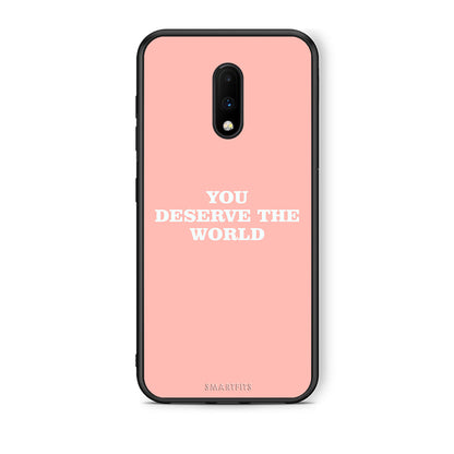 OnePlus 7 You Deserve The World Θήκη Αγίου Βαλεντίνου από τη Smartfits με σχέδιο στο πίσω μέρος και μαύρο περίβλημα | Smartphone case with colorful back and black bezels by Smartfits
