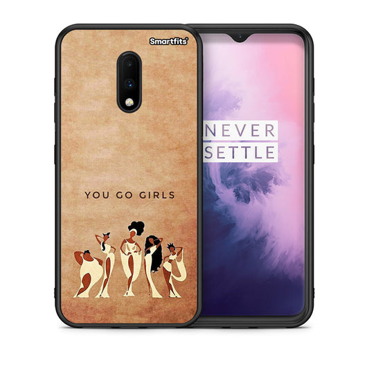 Θήκη OnePlus 7 You Go Girl από τη Smartfits με σχέδιο στο πίσω μέρος και μαύρο περίβλημα | OnePlus 7 You Go Girl case with colorful back and black bezels