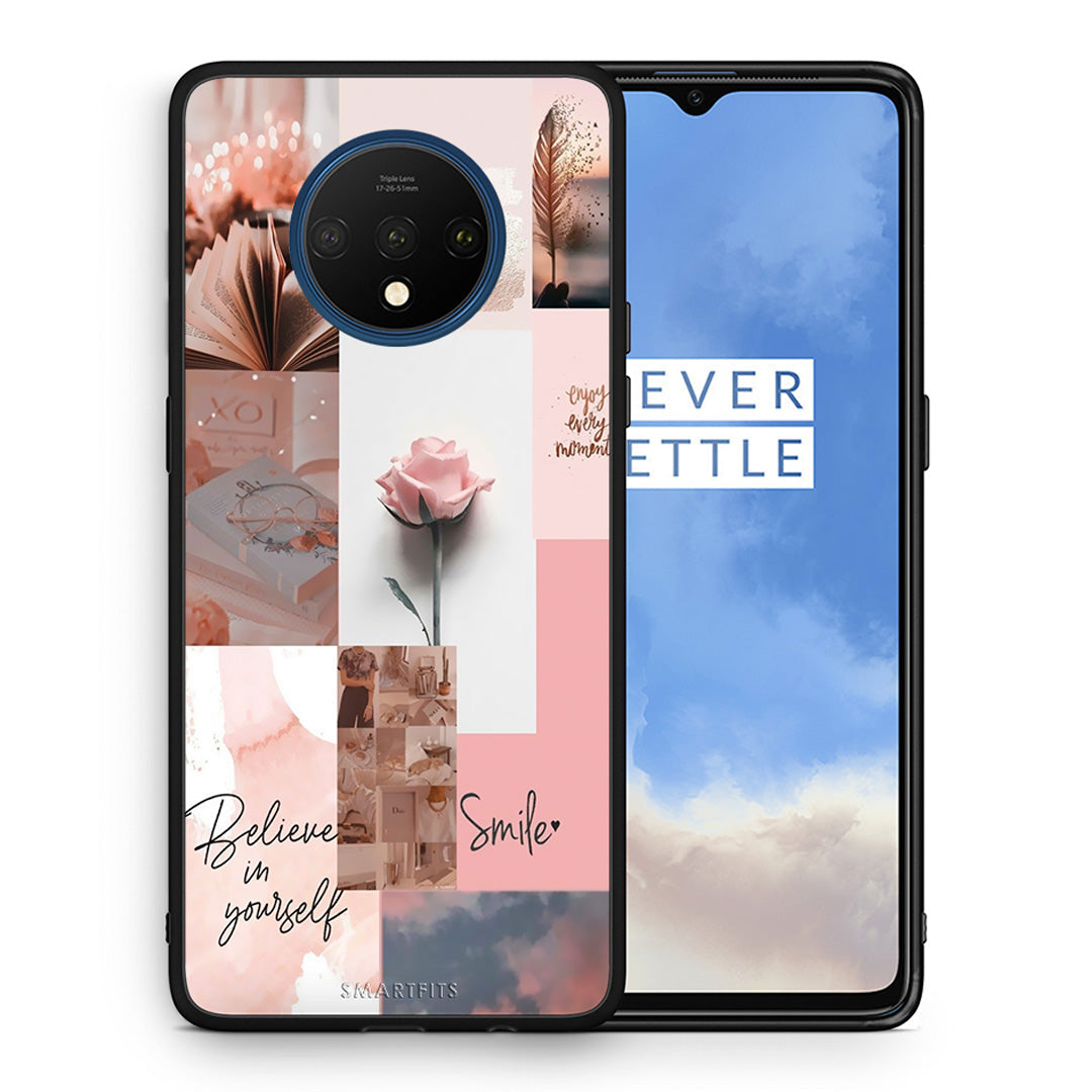 Θήκη OnePlus 7T Aesthetic Collage από τη Smartfits με σχέδιο στο πίσω μέρος και μαύρο περίβλημα | OnePlus 7T Aesthetic Collage case with colorful back and black bezels