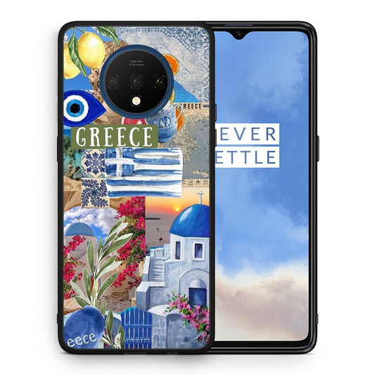Θήκη OnePlus 7T All Greek από τη Smartfits με σχέδιο στο πίσω μέρος και μαύρο περίβλημα | OnePlus 7T All Greek case with colorful back and black bezels