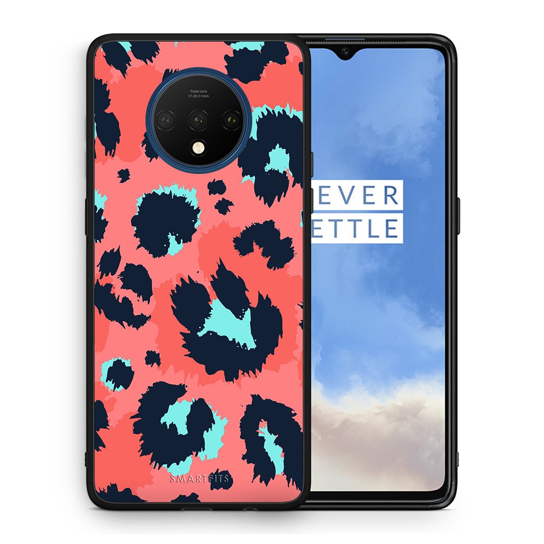 Θήκη OnePlus 7T Pink Leopard Animal από τη Smartfits με σχέδιο στο πίσω μέρος και μαύρο περίβλημα | OnePlus 7T Pink Leopard Animal case with colorful back and black bezels