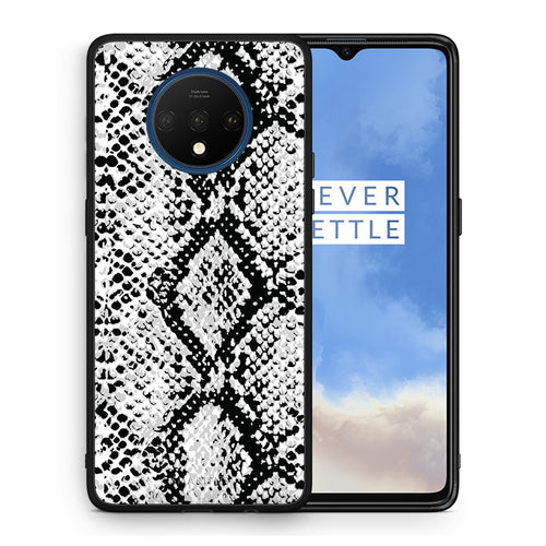 Θήκη OnePlus 7T White Snake Animal από τη Smartfits με σχέδιο στο πίσω μέρος και μαύρο περίβλημα | OnePlus 7T White Snake Animal case with colorful back and black bezels