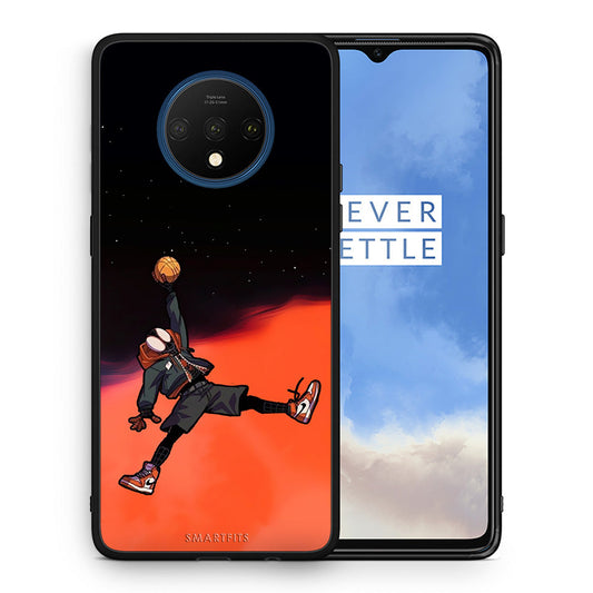 Θήκη OnePlus 7T Basketball Hero από τη Smartfits με σχέδιο στο πίσω μέρος και μαύρο περίβλημα | OnePlus 7T Basketball Hero case with colorful back and black bezels