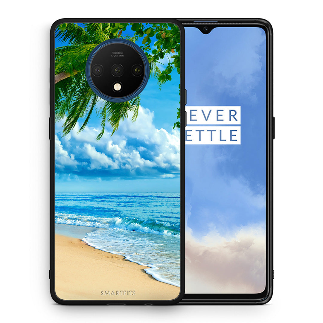 Θήκη OnePlus 7T Beautiful Beach από τη Smartfits με σχέδιο στο πίσω μέρος και μαύρο περίβλημα | OnePlus 7T Beautiful Beach case with colorful back and black bezels