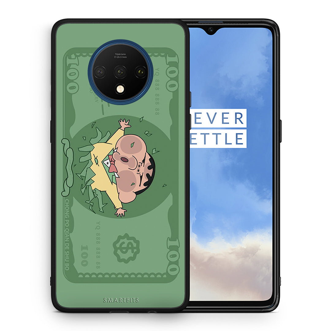 Θήκη Αγίου Βαλεντίνου OnePlus 7T Big Money από τη Smartfits με σχέδιο στο πίσω μέρος και μαύρο περίβλημα | OnePlus 7T Big Money case with colorful back and black bezels