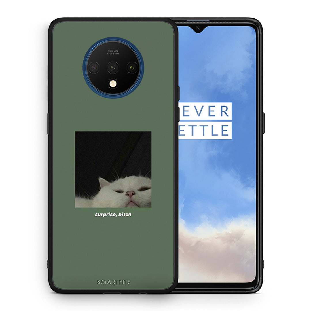 Θήκη OnePlus 7T Bitch Surprise από τη Smartfits με σχέδιο στο πίσω μέρος και μαύρο περίβλημα | OnePlus 7T Bitch Surprise case with colorful back and black bezels