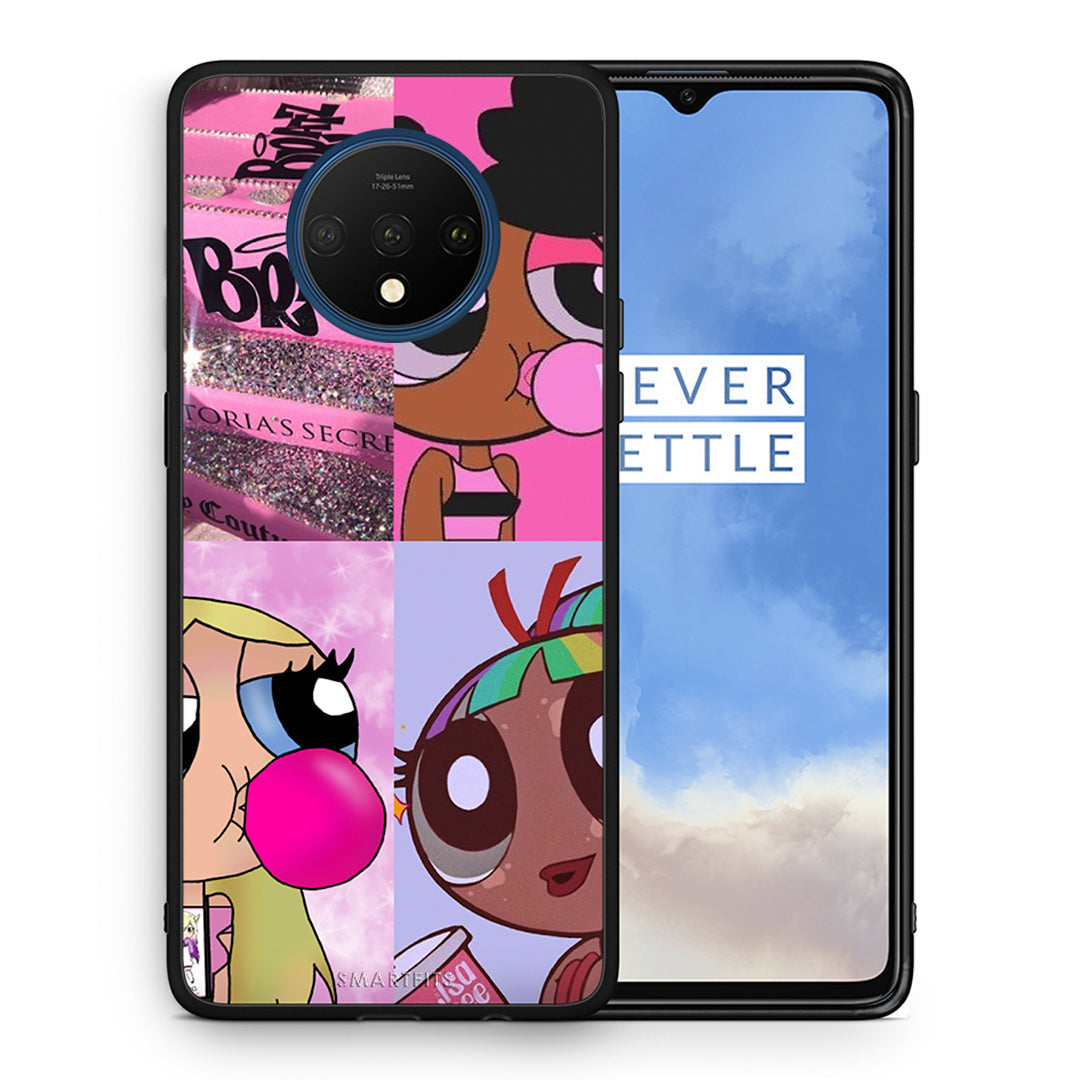 Θήκη Αγίου Βαλεντίνου OnePlus 7T Bubble Girls από τη Smartfits με σχέδιο στο πίσω μέρος και μαύρο περίβλημα | OnePlus 7T Bubble Girls case with colorful back and black bezels