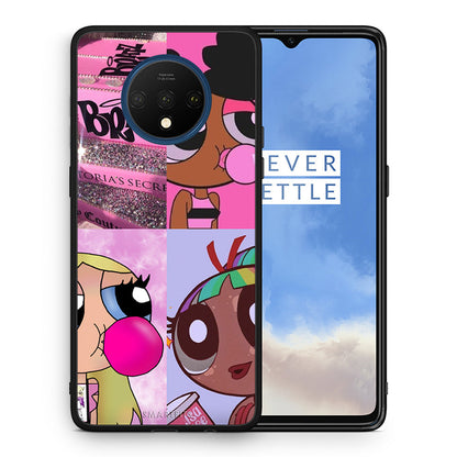 Θήκη Αγίου Βαλεντίνου OnePlus 7T Bubble Girls από τη Smartfits με σχέδιο στο πίσω μέρος και μαύρο περίβλημα | OnePlus 7T Bubble Girls case with colorful back and black bezels