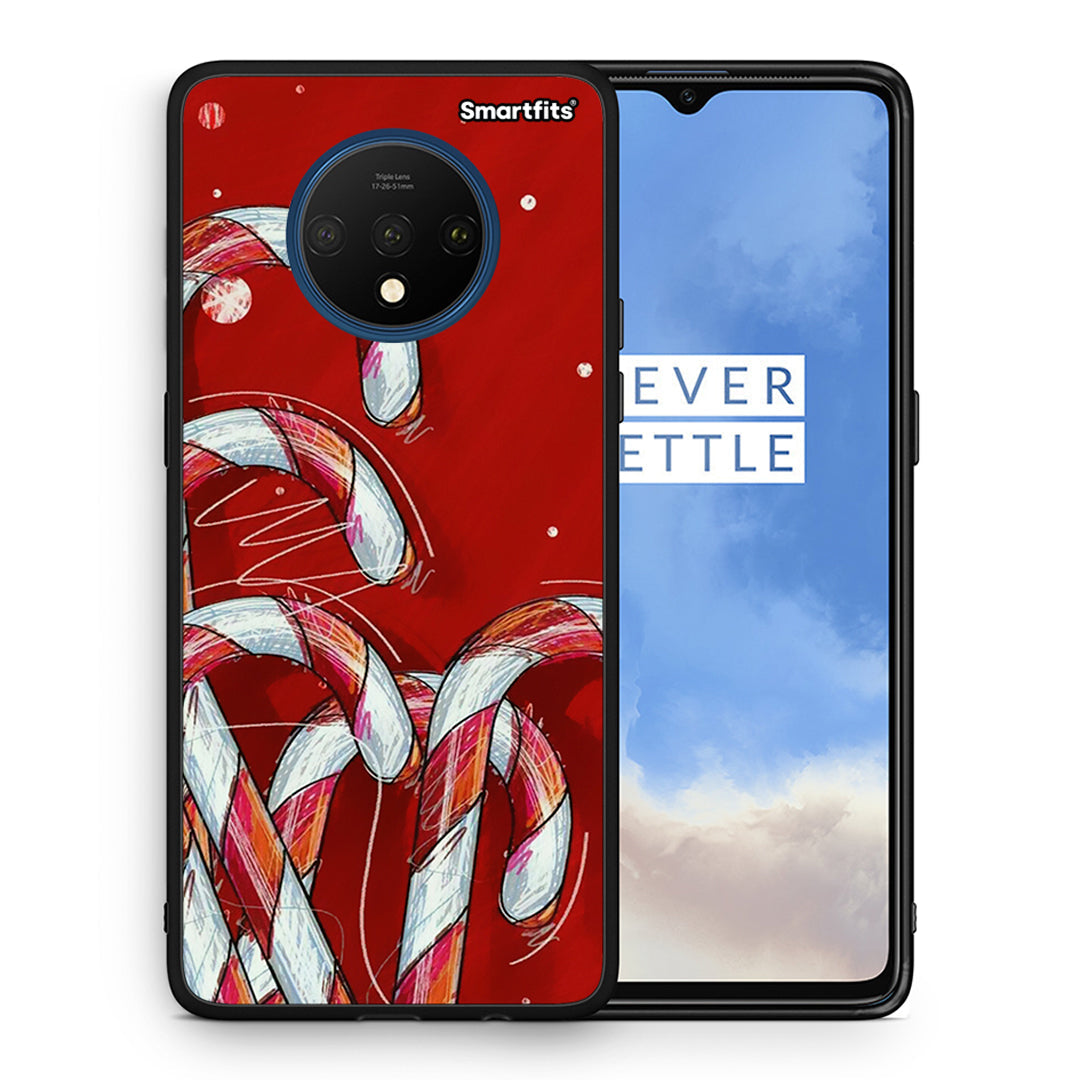 Θήκη OnePlus 7T Candy Cane από τη Smartfits με σχέδιο στο πίσω μέρος και μαύρο περίβλημα | OnePlus 7T Candy Cane case with colorful back and black bezels