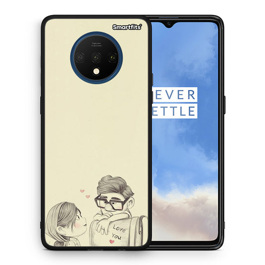 Θήκη OnePlus 7T Carl And Ellie από τη Smartfits με σχέδιο στο πίσω μέρος και μαύρο περίβλημα | OnePlus 7T Carl And Ellie case with colorful back and black bezels