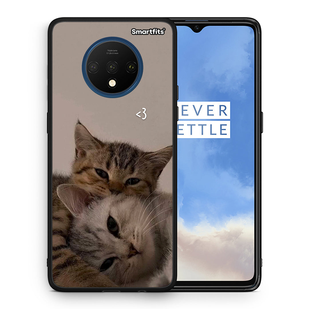Θήκη OnePlus 7T Cats In Love από τη Smartfits με σχέδιο στο πίσω μέρος και μαύρο περίβλημα | OnePlus 7T Cats In Love case with colorful back and black bezels