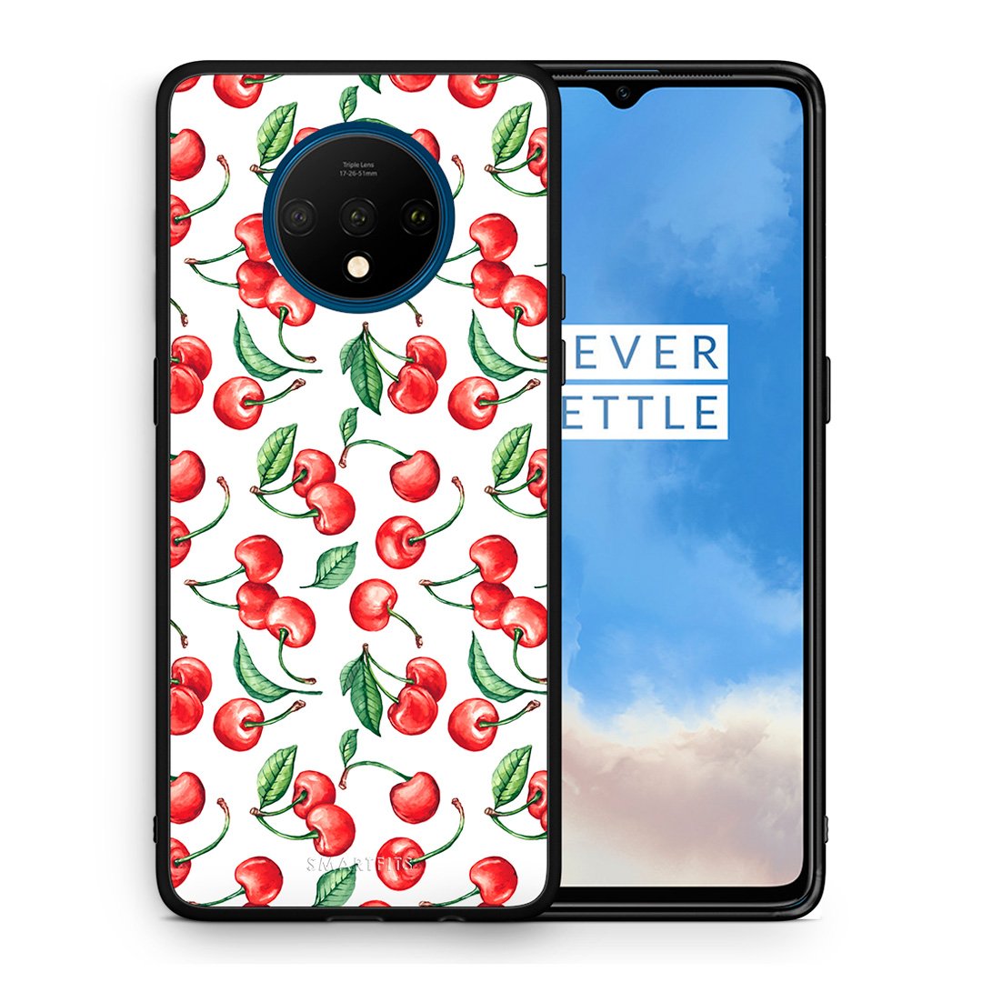 Θήκη OnePlus 7T Cherry Summer από τη Smartfits με σχέδιο στο πίσω μέρος και μαύρο περίβλημα | OnePlus 7T Cherry Summer case with colorful back and black bezels