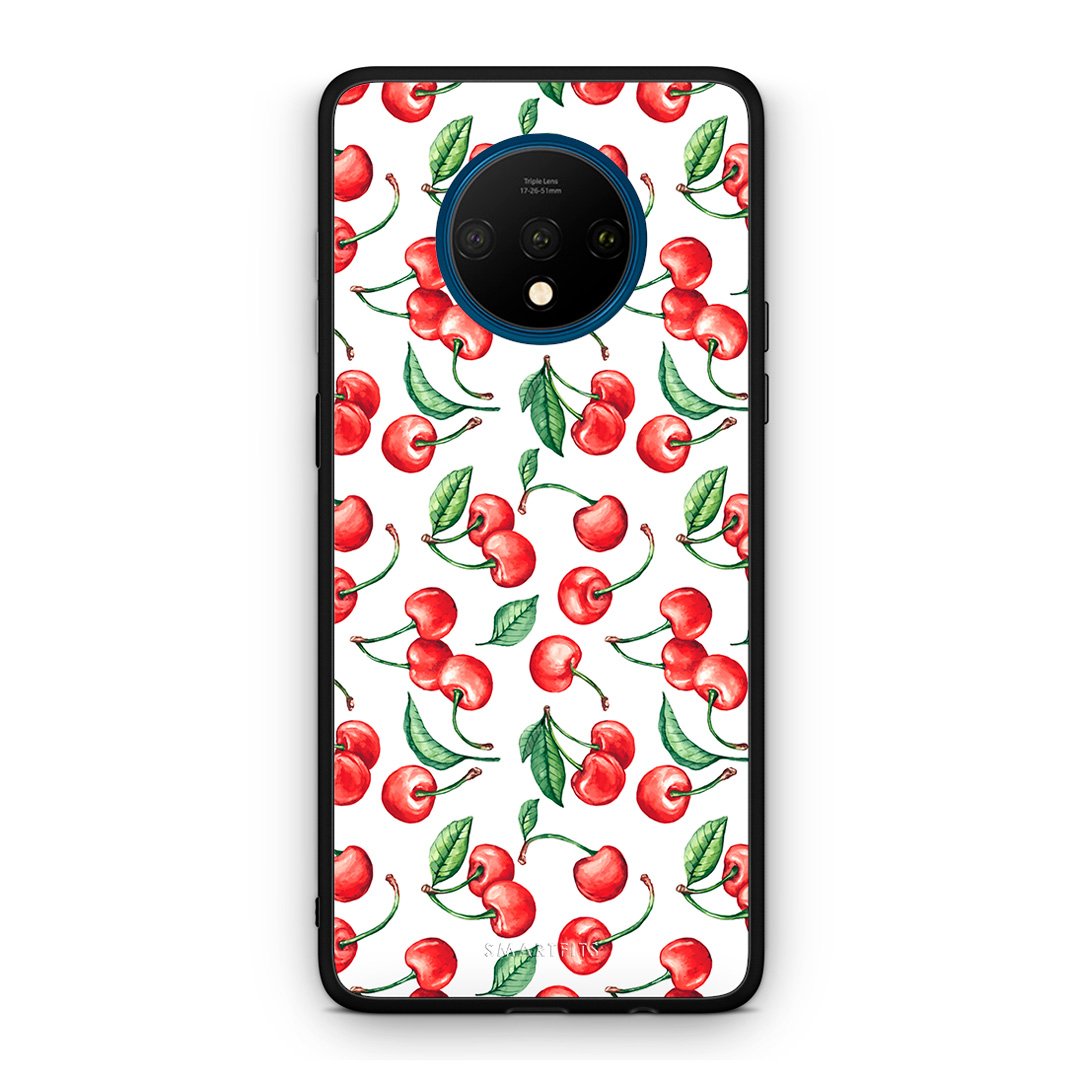 OnePlus 7T Cherry Summer θήκη από τη Smartfits με σχέδιο στο πίσω μέρος και μαύρο περίβλημα | Smartphone case with colorful back and black bezels by Smartfits