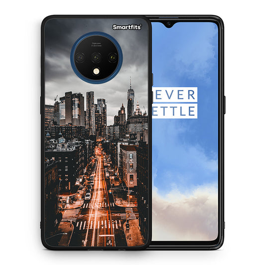 Θήκη OnePlus 7T City Lights από τη Smartfits με σχέδιο στο πίσω μέρος και μαύρο περίβλημα | OnePlus 7T City Lights case with colorful back and black bezels