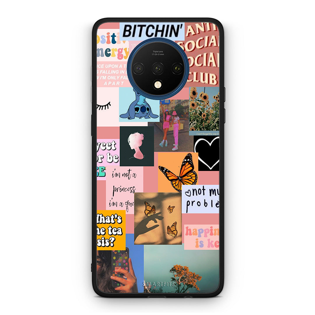 OnePlus 7T Collage Bitchin Θήκη Αγίου Βαλεντίνου από τη Smartfits με σχέδιο στο πίσω μέρος και μαύρο περίβλημα | Smartphone case with colorful back and black bezels by Smartfits
